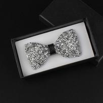 Adjustable Neckband Sparkly Bow Tie Elegant Glitter Crystal Necktie  Wedding Event sidabras