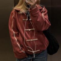 Moterims Kinijos Varlės Sagos Striukė Y2k Vintage Užtraukiama Palaidinė Apykaklė-Stovas Bomber Striukė Preppy Gatvės Stilius L raudona