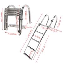 4 Step Boat Pontoon Ladder 316 Stainless Steel Anti Slip Folding Telescoping Deck Ladder with Pedal Hand Railing for Swimming Pool Marine white