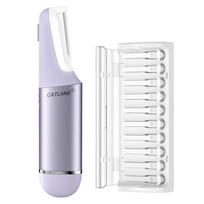 Dermaplane Women's Shaver LED Lighted Facial Tool Sonic Exfoliation & Facial Hair Removal 3 Speeds 10 Blades Twilight Purple 1 pcs white