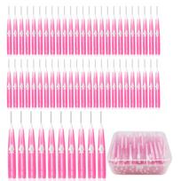 60 Pack Interdental Brushes Soft Bristle Push Pull Oral Cleaning Tool Pink  0.6mm rožinė