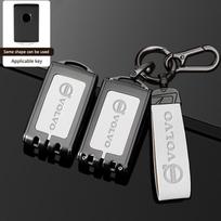 For Volvo XC40 XC60 S90 XC90 V90 T5 T6 T8 Polestar 1 2 C30 2019 2020 Leather Car Key Case Cover Shell Fob Keychain Accessories (as the picture,For Volvo Logo) gray