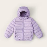Vaikiška lengva pūkinė striukė, baltoji pūkų parka su gobtuvu, šilta, skirta berniukams ir mergaitėms, lauko striukė 170cm violetinė