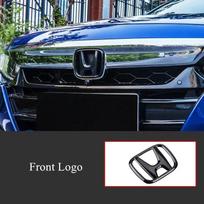 ABS Carbon Fiber for Honda Civic 10th 2016-2020 Inspire Car Front Grille Rear Trunk Steering Wheel Emblem ww5  Stickers Accessories gray