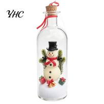 Snow Scene Decorative Bottle Recordable Message Night Light, Christmas Tree Ornaments, LED Lighted Wishing Creative Small Gift Accessories Decoration C