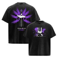 BLEACH Aizen Sousuke Printed Tee Men Women Washed Cotton T-shirts Manga Vintage T Shirt Harajuku Male Casual Short Sleeve Tshirt M black