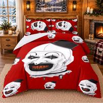 Terrifier Art the Clown Pattern Bedding 3Pcs Set Bed Sheet And Pillowcases For Indoor Bedroom 135cmx200cm