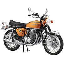 AOSHIMA The Bike Nr. 00 1969 Honda Dream CB750FOUR modelio rinkinys, Candy Gold, 1:12 mastelis black
