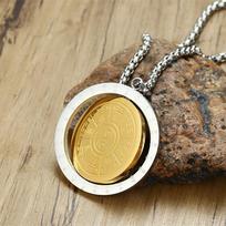 Stainless Steel Feng Shui Necklace With Chain Tai Chi Yin Yang Split Pendant white