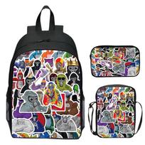 16-Inch Gorilla Tag Backpack Set for Kids: 3-Piece School Bag for Boys & Girls 16-inch Backpack + Shoulder Bag + Pencil Case black