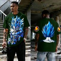 2026 Dragon Ball Vegeta Printed Trendy Versatile Short Sleeve T-Shirt Y2k Style Summer Men's Casual Top Boys' Parent-Child Top 5XL blue