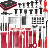 238Pcs Trim Removal Tool Kit, Car Panel Door Window Audio Pry Tool Kit, Auto Clip Pliers Fastener Remover, Push Pin Puller, POM Material Interior Trim One Size raudona
