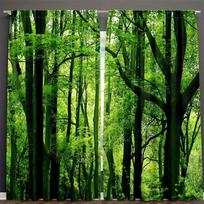 JIT 2pcs Lush Forest Printed Curtain   Design for Privacy   Polyester   Window Decor for Living Room Bedroom   Rod Pocket Curtains 100*130 Grommet Top 1pcs green