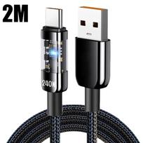 240W Greito įkrovimo laidas USB į Type-C sąsają Nailoninis pintas Skaidrus USB C 480Mbps Didelio greičio įkroviklio laidas gray