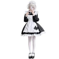 Moterų tarnaitės suknelės apranga Anime tarnaitės kostiumo aksesuarai Helovino Cosplay kostiumai Tarnaitės suknelių ir prijuostės rinkiniai S juoda