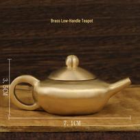 Chinese Style Pure Brass Mini Teapot Ornament for Office Tea Ceremony - Small Bronze Metal Crafts Gift Decoration brown