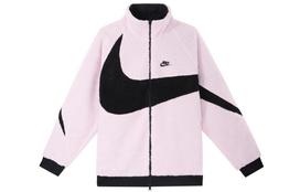 Nike Women's Big Swoosh Reversible Boa Jacket (Asia Sizing) Prism Pink M white
