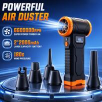 Air Duster Turbo Fan 6600000RPH, Rechargeable Battery, 4 Adjustable Speeds, High-Pressure Air Gun for Automotive Cleaning, Keyboard Cleaning Tools oranžinė