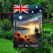 Anzac Day Australian Veteran Lest We Forget ag Garden ag - House ag 12x18inch gray