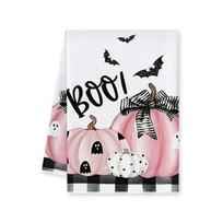 Pink Ghost Pumpkin Cartoon Kitchen Towel - Microfiber Decorative Absorbent Cloth 40x60 cm white