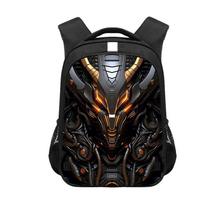 Large Capacity Anti-Slip Cartoon Backpack, Cyberpunk Reflective Stripe School Bag, Black Kids Bookbag with Ergonomic Design 13inch