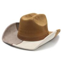 Riding hat Western cowboy hat British retro suede jazz hat Men's and women's big-brimmed color matching top hat M（56-58cm） brown