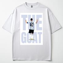 Lionel Messi The Goat Graphic T Shirt Argentina World Cup Unisex Cotton Soccer Football Casual Fan Short Sleeve Gift Tee L white