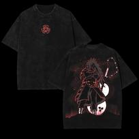 Naruto Madara Uchiha skalbinti anime marškinėliai Streetwear manga marškinėliai didelio dydžio anime marškinėliai vyrams moterims trumpos rankovės aukštos kokybės moteriški vyriški drabužiai XXXL black
