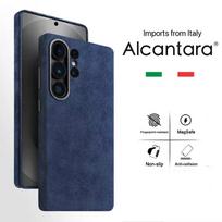 100% Italijos Alcantara Odos Magnetinis Dėklas Samsung Galaxy S26 Ultra Plus S26+ su Magsafe Super Prabangus Galinis Dangtelis Real Alcantara&for Galaxy S26 mėlyna