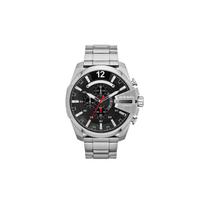DIESEL Mega Chief Men's Quartz Chronograph Watch Black Dial Stainless Steel Strap 51mm DZ4308 juoda