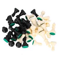 Plastic Chessmen Set International Chess Game Complete Chessmen Set Black&White M beige