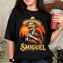 Smiguel Mexican Meme Shirt, Funny Mexican Sombrero T Shirt, Viral Mexican Culture Graphic Tee, Humor Gift for Men Women 2XL brown