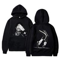 Michael Jackson Face Graphic Hoodies Men Women Fashion Hip Hop Oversized Sweatshirt Male Vintage Gothic Rock Pullover Streetwear M black