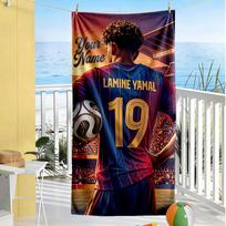 Lamin Yamal Customize Your Name Beach Towel High Absorbency Quickdry Ideal For Travel Outdoor Swim Pool Yoga Surf Camping Hiking Gym Gift Holiday 70cmx140cm(27x55inch) black