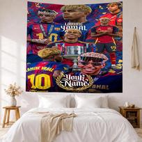 Lamin Yamal Custom Your Name Wall Decor Tapestry Art For Pet Memorial Birthdaywedding Party Backdrop Family Gift 150cmx200cm