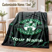 Individualaus teksto flanelinis pledas Hibernian FC spaudinys Šiltas jaukus pledas Namų sofos patalynė 80cmx120cm gray