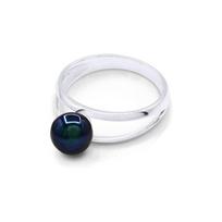 Ring - Pearls & Colors - Freshwater Cultured Pearl 8-9 mm Button - Black Pearl - 925 Sterling Silver - AAA+ Quality - Woman 48