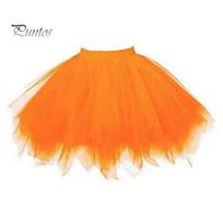 A-line Tutu Skirt Women Big Swing Scattered Hem Solid Color Multi-layered Candy Elasticated Waistband High Elastic Waist Fluffy Gauze Dancing oranžinė