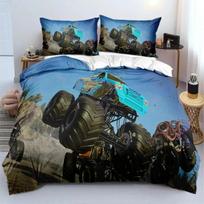 M-Monster Jam Truck Bedding Set 3D Printed M-Monster Duvet Cover Pillowcase Twin Full Queen King Size For Bedroom Decor EU single(135x200cm) gray