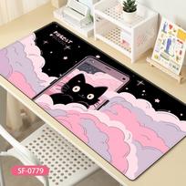 Black Cat on Pink Cloud Extended Gaming Mouse Pad Dreamy Aesthetic Desk Mat NonSlip Keyboard Pad 40x80x0.2cm