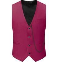 New Multicolor Fashionable Prom Party Vest Men's Formal Retro Vest Sleeveless Belt Accessories Solid Color Business Vest Men's XXL raudona