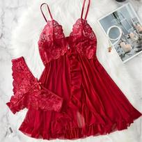 Raudonos Seksualios Naktinės Pižamos Erotiniai Apatinio Trikotažo Rinkiniai Skaidrus Porno Nėrinių Liemenėlė ir Kelnaičių Rinkinys Lingerie Moterims Karštas Apsirengimas Nakčiai Babydoll Suknelė XL brown