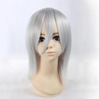 Anime D.Gray-man Cosplay Allen Walker Cosplay Wig Short Silver Heat Resistant Synthetic Hair Wigs + Wig Cap One Size white