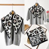 Double-Sided Two-Color Herringbone Silk Scarf Female High-End Oil Painting Leaf Printing Scarf Small Square Scarf Customization black