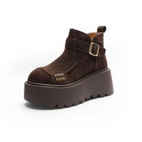 CICIYANG 9.5cm Aukštakulniai Ankle Boots Moterims Žieminiai Naujos Mados Karvės Suede Platformos Batai Ponios Padidinti Vidpadžiai 39 black