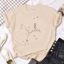 Animacinis Mažasis Princas Marškinėliai Moterims Harajuku Marškinėliai Mergaitei 2000-ųjų Drabužiai Unisex Viršutiniai Drabužiai Streetwear Moteriški Apvalios Kaklo Marškinėliai Moteriški M beige