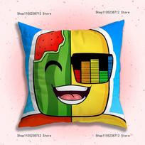 S-Sunny Ir M-Melon Anime Pagalvės užvalkalas Apsaugotas nuo dulkių erkučių Pagalvės užvalkalas Nematomas užtrauktukas švelnus trumpas pliušas Sofos pagalvės užvalkalas 16x16Inch