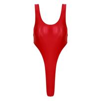 Moteriškas blizgus vientisas maudymosi kostiumas Atviras nugara Aukšto kirpimo Bodysuit Maudymosi drabužiai M bordinė