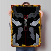 Cyberpunk Circuitry Tin Plaque Poster Customized Wall Art Retro Vintage Metal Signs for Man Cave Office Decoration Room Decor 20x30cm（7.8x11.8inch） black