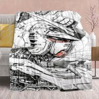 Gundam Anime Flannel Blanket - Soft Warm Perfect for Sofa, Bedding Camping Travel Office Home Decor -QJY 75x90cm white
